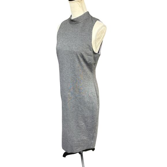 WHBM Grey Mock Neck Knit Career Work Sheath Knee Length Dress - 10 - Picture 5 of 7
